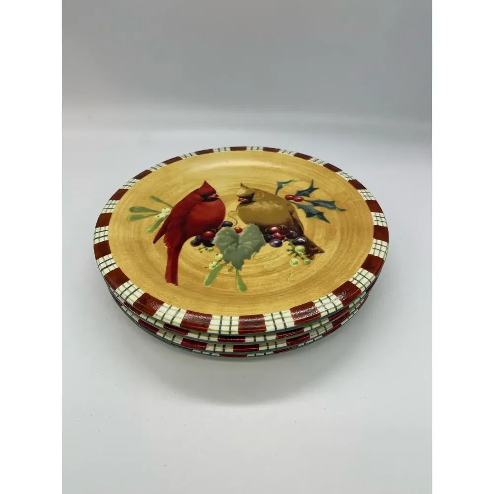 Lenox Winter Greetings Cardinal by Catherine McClung Set of 4 Salad Plates 8.5
